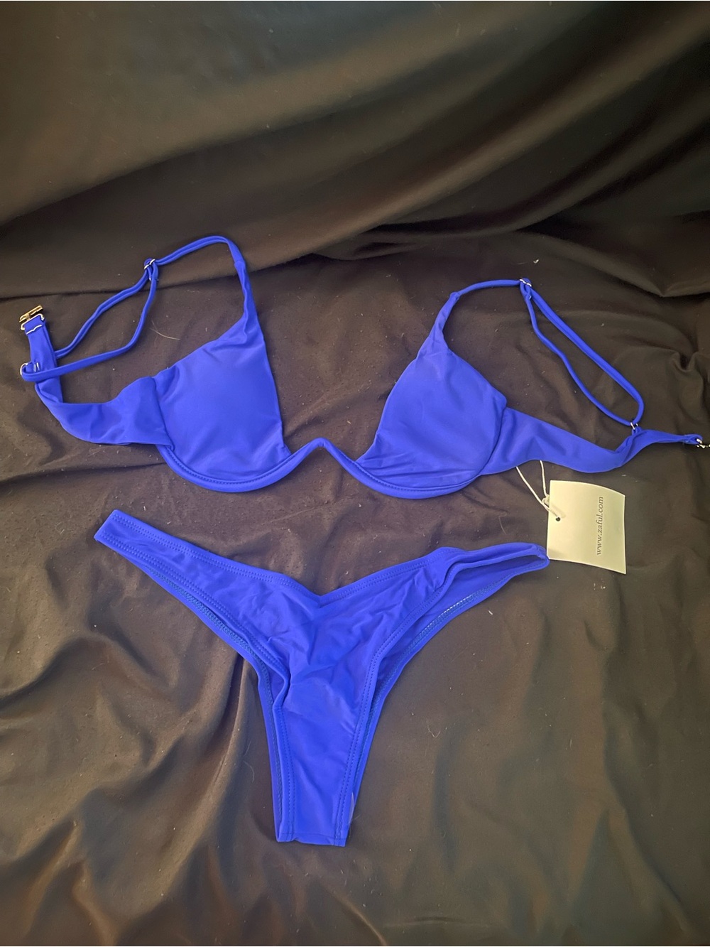 Brand New! Royal Blue Two-Piece Plunge Bikini Set